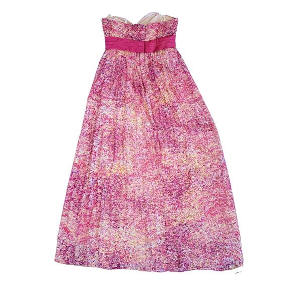 BCBGMaxAzria Kai Strapless Maxi Dress Size 10 Pink Metallic Floral Formal Prom - Picture 11 of 12